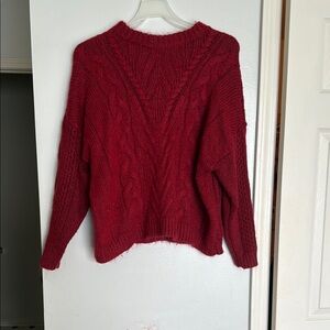 a new day Red Crew Neck Cable Knit Sweater